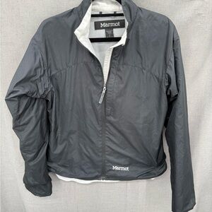 Marmot Windbreaker Lightweight Zip Up Jacket Lined Black Womens Size large.